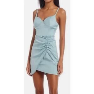 Sexy Vintage 90's Spaghetti Strap Bustier Coquette Blue Babydoll Satin Dress